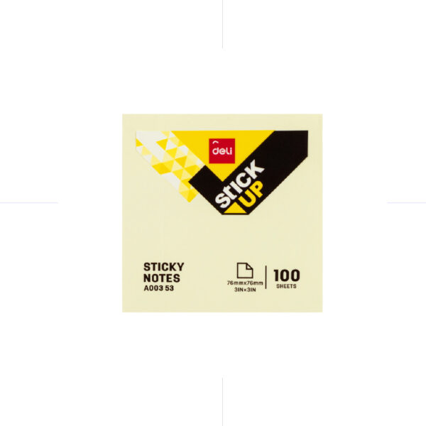 Deli Sticky Notes A00353 Pastel Yellow 1 Col. 76*76mm 100sh Shrink ورق ملاحظات