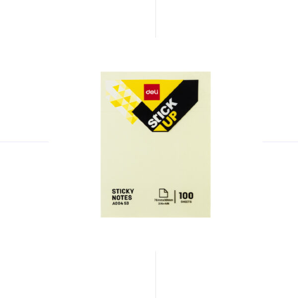 Deli Sticky Notes A00453 Pastel Yellow 1 Col. 76*101mm 100sh Shrink  ورق ملاحظات
