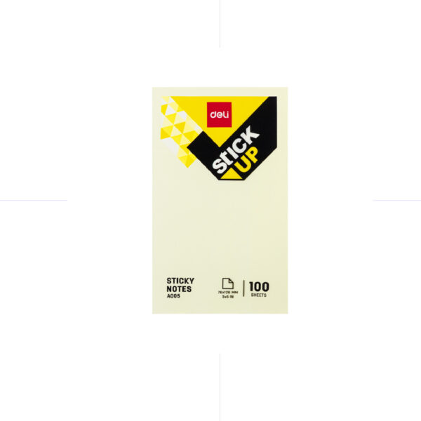 Deli Sticky Notes A00553 Pastel Yellow 1 Col. 76*126mm 100sh Shrink ورق ملاحظات