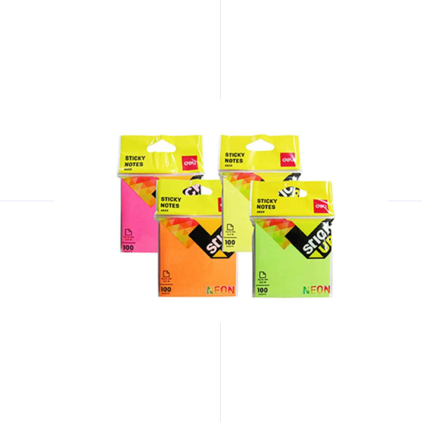 Deli Sticky Notes A02302 Fluo 1 Col. 76*76mm 100sh Poly Bag ورق ملاحظات