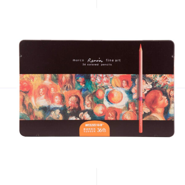 MARCO Renoir Fine Art Coloring Pencils 24 Colors In Tin Box / 3100-24TN تلوين