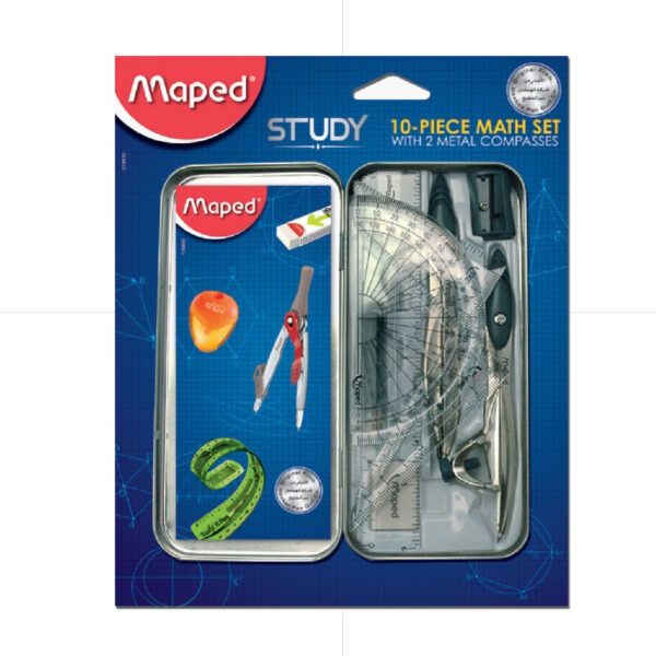Maped Metal Geometric Math Set In Blister / 019410 علبة هندسة معدن