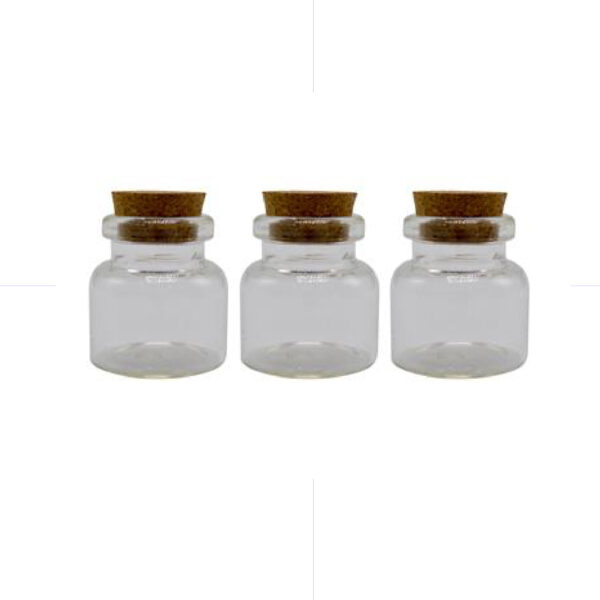 HON Glass Bottle With Cork Cover 3*3cm 6/Bag / 18BS087 قنينة زجاج