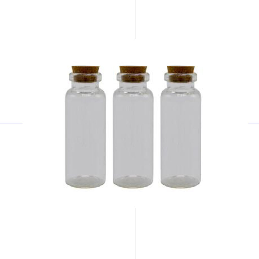 HON Glass Bottle With Cork Cover 3*9cm 3/Bag / 18BS089 قنينة زجاج