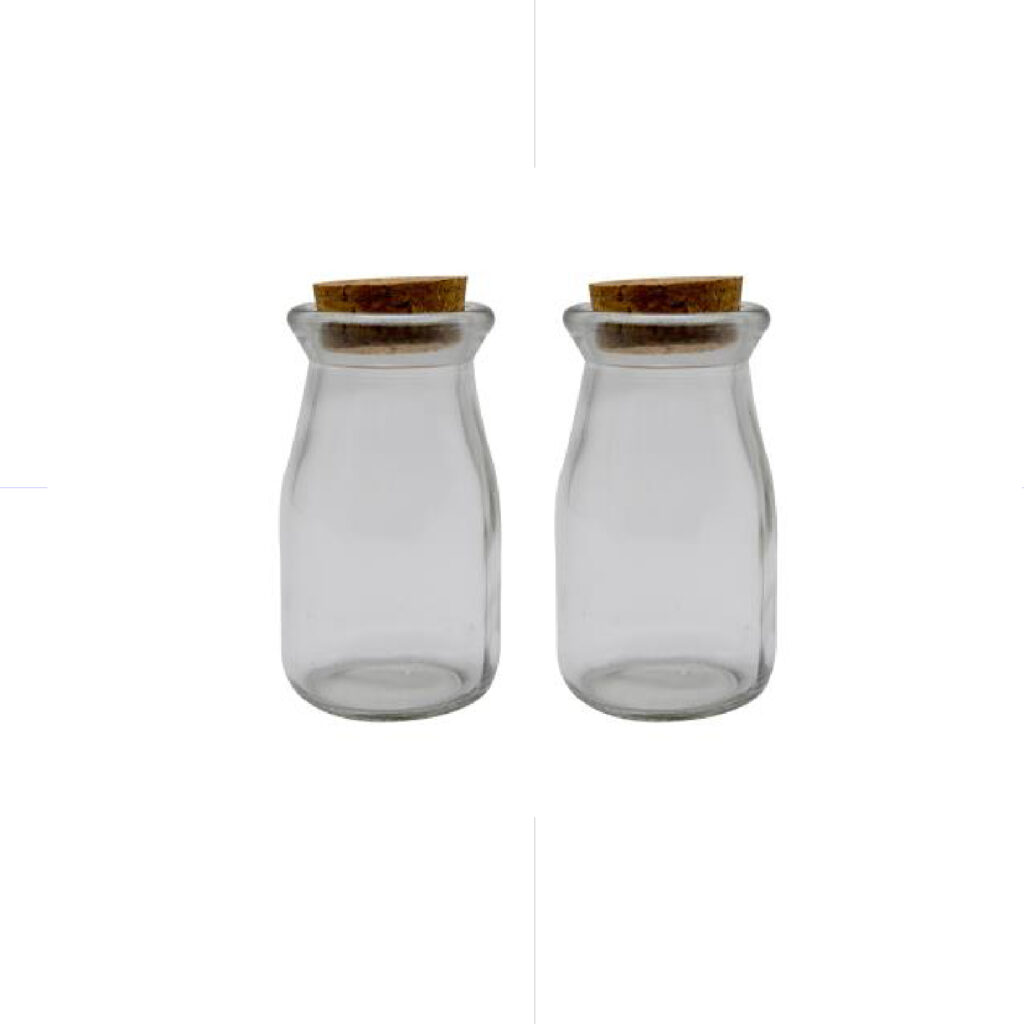 HON Glass Bottle With Cork Cover 9.8*4.8cm 2/Bag / 18BS091 قنينة زجاج