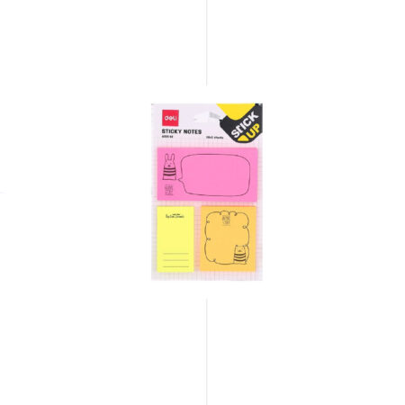 Deli Sticky Notes A55502 Shapes Fluo Animal Story ورق ملاحظات اشكال مع رسوم