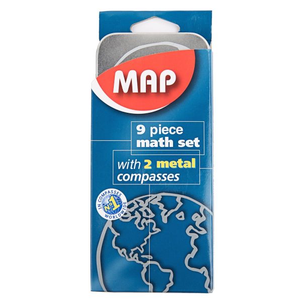 MAP Geometric Math Set Metal 9pcs علبة هندسة