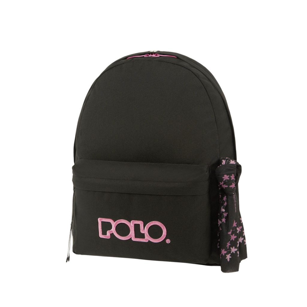 POLO 2024 Backpack With Scarf 1 Comp. Black/Violet / 901135 2046 شنطة مع فولار