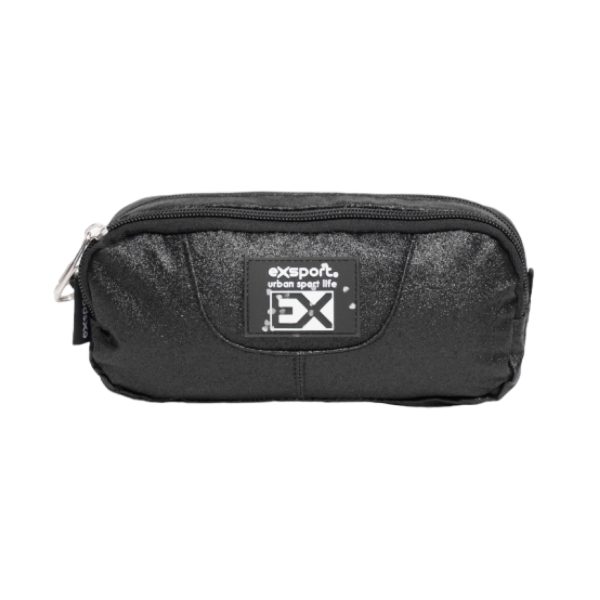 EXSPORT Pencil Case 2 Comp. Glitter BK+PU / 2425805