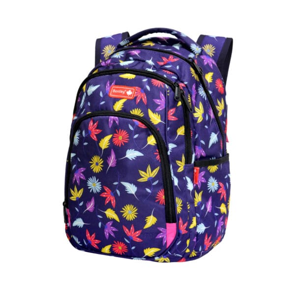 Bentley 2024 Backpack 46cm 2Comp.+1 Flowers Leaves Purple / 2329