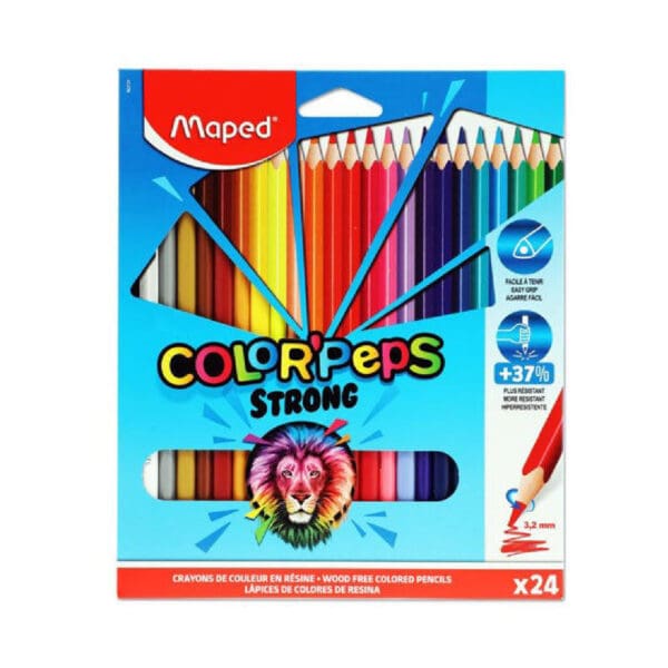 Maped Coloring Pencils 24 Colors Triangular Strong Wood Free / 862724 تلوين خشب