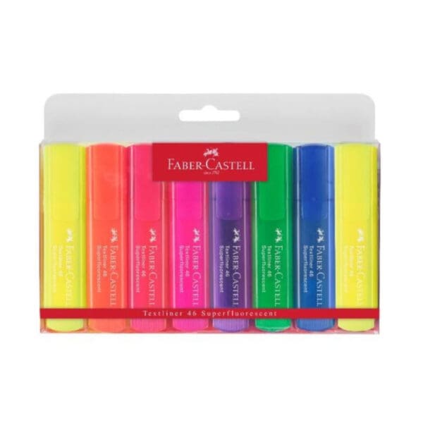 Faber Castell Highlighter 46 Super Fluo (Set 8 Colors) Plastic / 154662 قلم تمييز