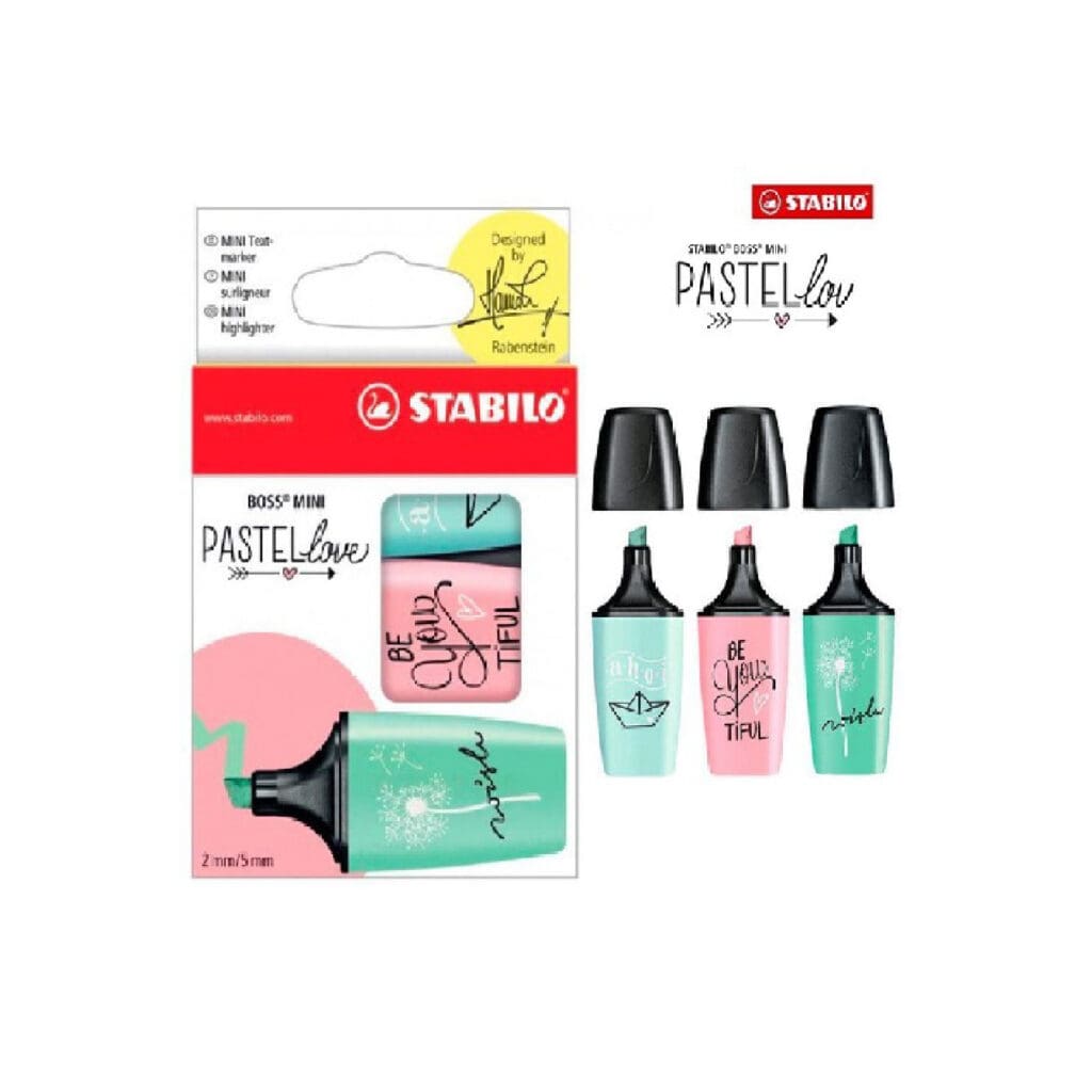 Stabilo Boss Original Mini Highlighter (Set 3 Colors) 07/03-57 Pastel Love قلم تمييز