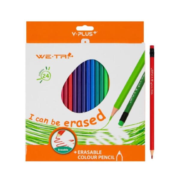 Y-PLUS Erasable Coloring Pencils Triangular 24 Colors / TC180200 تلوين خشب طويل