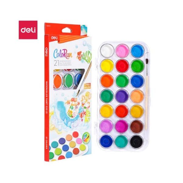 Deli Watercolor Aquarelle Solid Set 21 Colors / C20-21 تلوين حجر