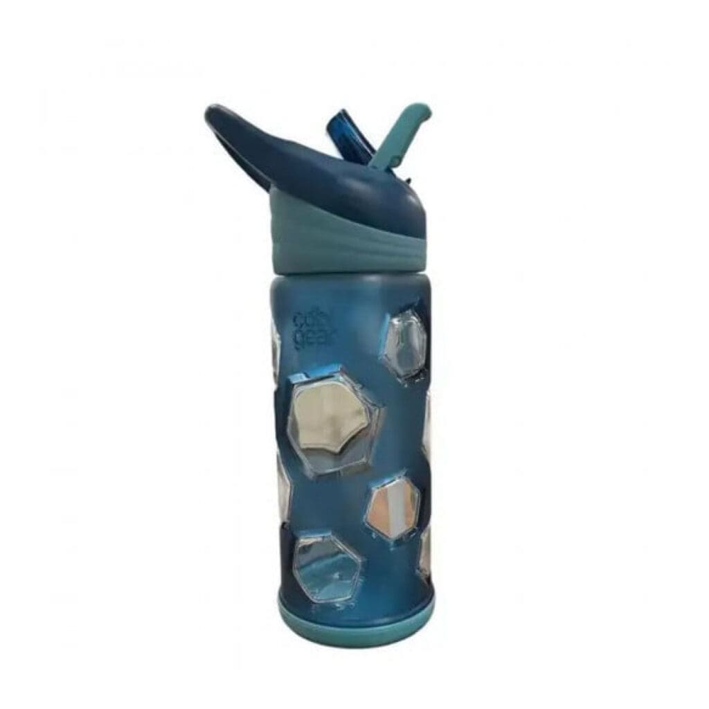 Cool Gear Plastic Tritan Water Bottle Hexagon Cage With Straw 473ml Blue / 7568 مطرة