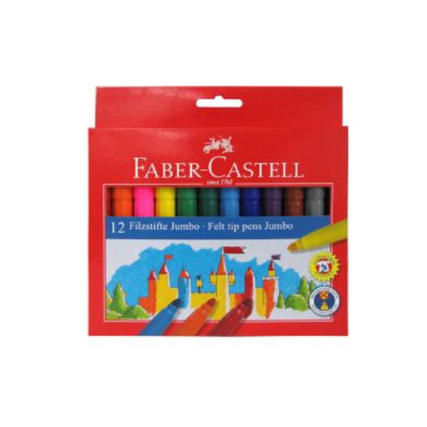 Faber Castell Fibre Tip Pens Feutre JUMBO 12 Colors Fiesta / 154012 تلوين عريض