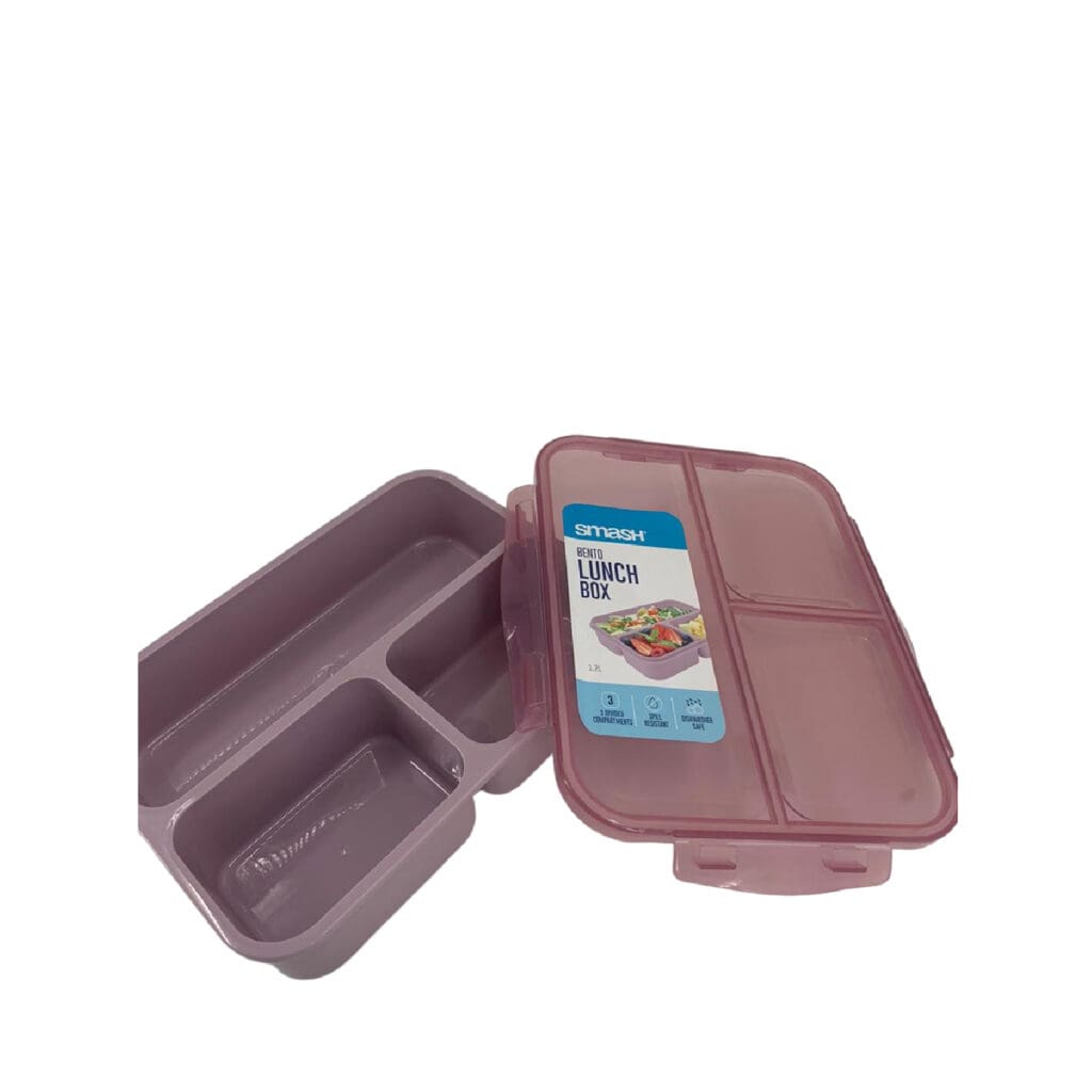 Smash Plastic Lunch Box Bento 3 Comp. 1.2L Pink / 14492