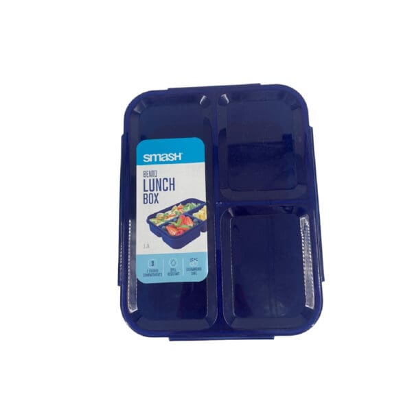 Smash Plastic Lunch Box Bento 3 Comp. 1.2L Navy / 31205