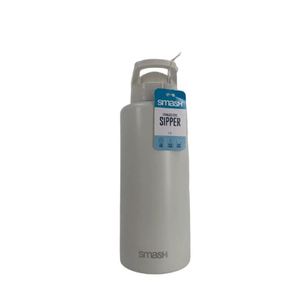Smash Stainless Steel Sipper Bottle Single Wall With Straw 1.5L Ivory / 02376 مطرة