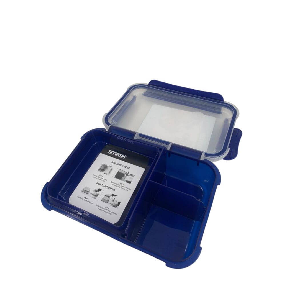 Smash Plastic Lunch Box Bento 3 Comp. 1.6L Navy / 31212
