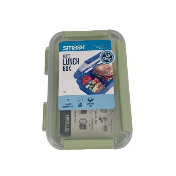 Smash Plastic Lunch Box Bento 3 Comp. 1.6L Sage Green / 31243