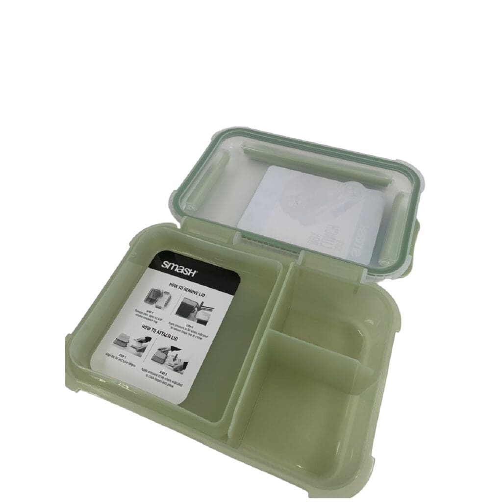 Smash Plastic Lunch Box Bento 3 Comp. 1.6L Sage Green / 31243