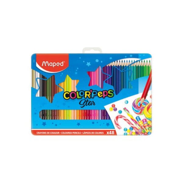 Maped Coloring Pencils 48 Colors Triangular Star Metal Box / 832058 تلوين خشب