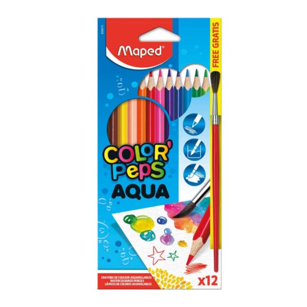 Maped Watercolor Aqua Pencils 12 Colors / 836011 تلوين مائي خشب