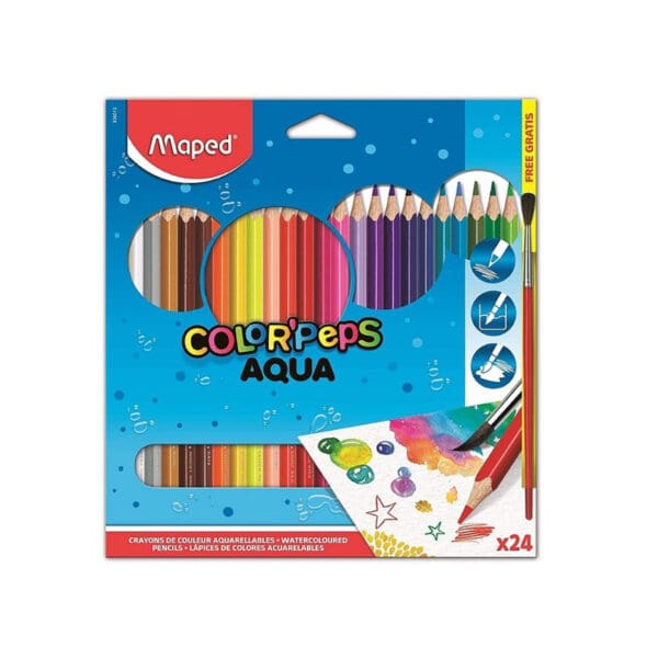 Maped Watercolor Aqua Pencils 24 Colors / 836013 تلوين مائي خشب