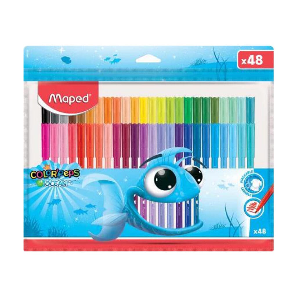 Maped Fibre Tip Pens Feutre 48 Colors Ocean Zipper Case / 845726 تلوين فاتر