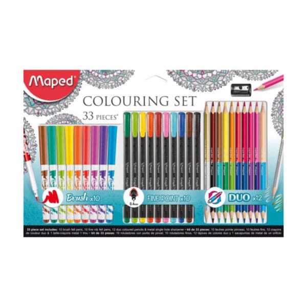 Maped Coloring Set 33 Pcs Fineliner + Brush Pen + Duo Coloring Pencils / 897417 علبة تلوين