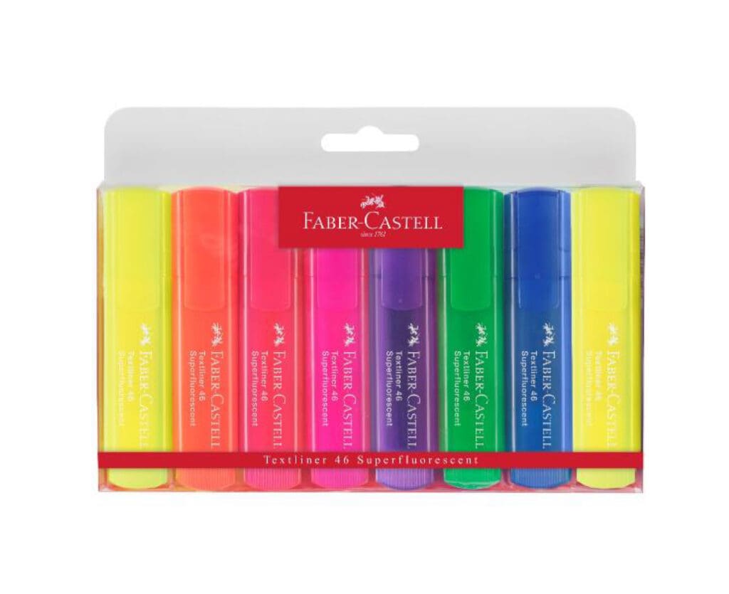 Faber Castell Highlighter 46 Super Fluo (Set 8 Colors) Plastic / 154662 قلم تمييز