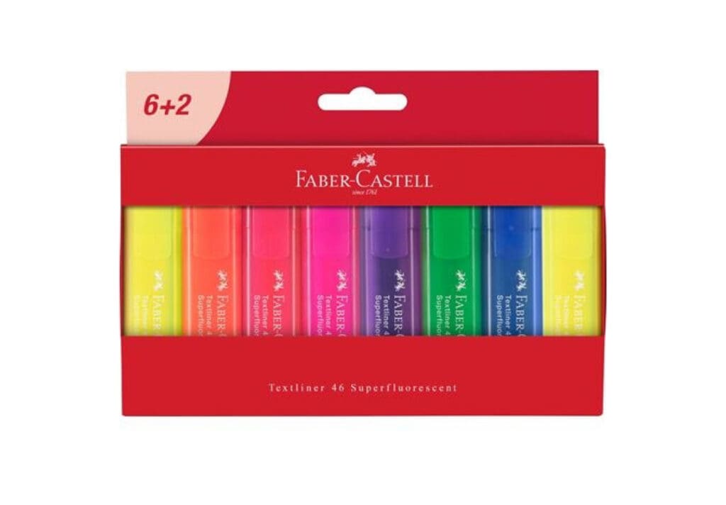 Faber Castell Highlighter 46 Super Fluo (Set 8 Colors) / 254667 قلم تمييز