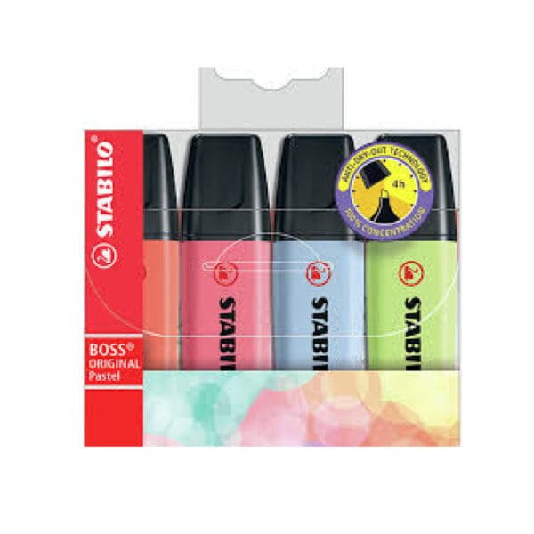 Stabilo Boss Original Highlighter (Set 4 Colors) 70/4-3 Pastel قلم تمييز
