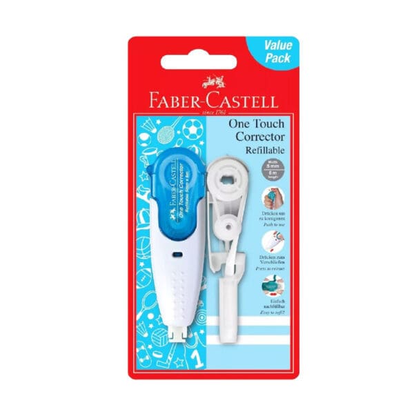 Faber Castell One Touch Correction Tape Roller 5mm*6m + Refill / 169204 مصحح رول
